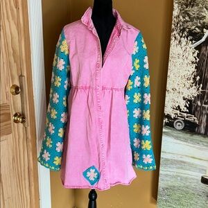 Pink Floral Jacket upcycled/hand made